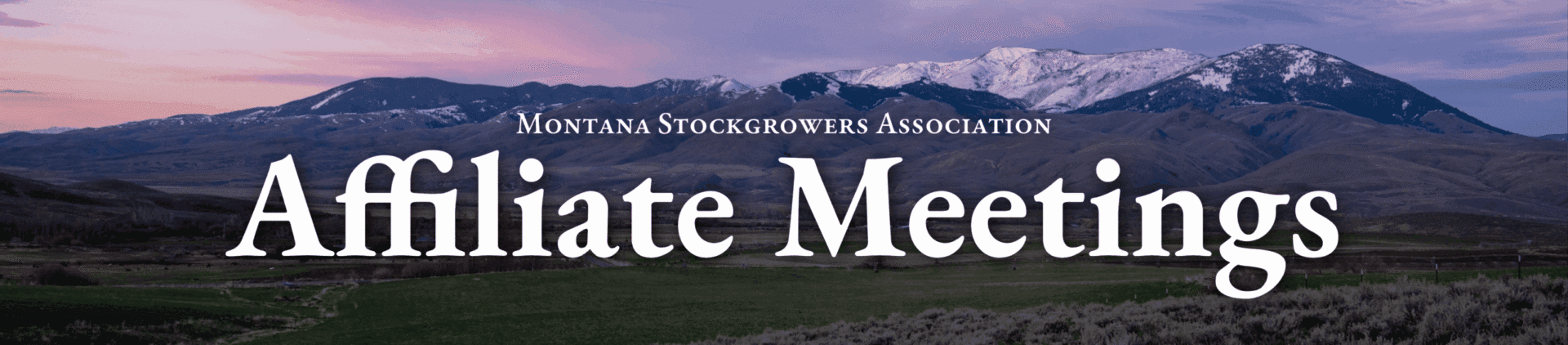 text saying Affiliate Meeting with mountains in background. 